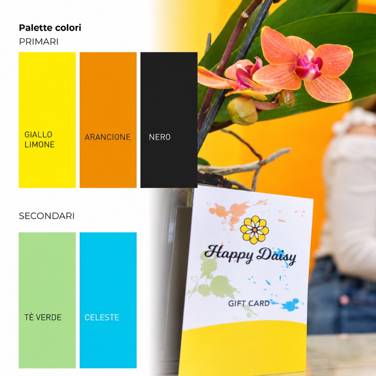 Palette colori e gift card Happy Daisy