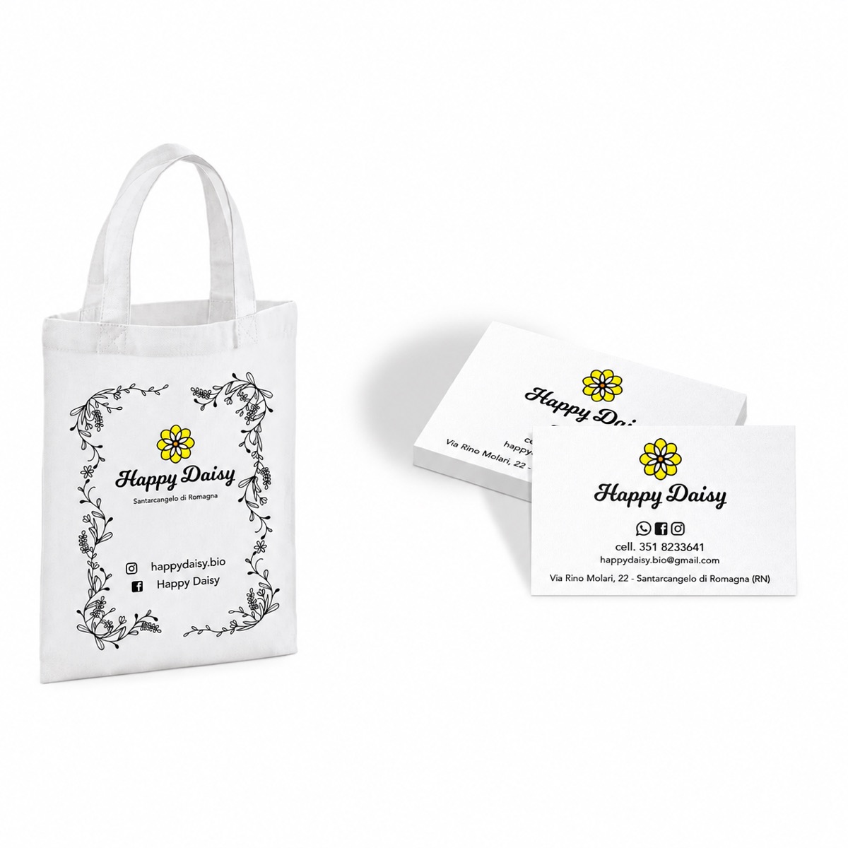 Shopper e biglietti coordinati Happy Daisy