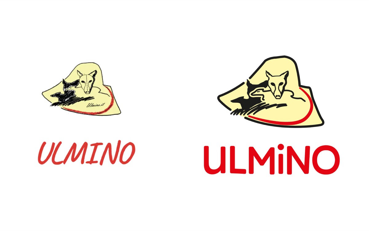 Original Ulmino mark and its vector reconstruction